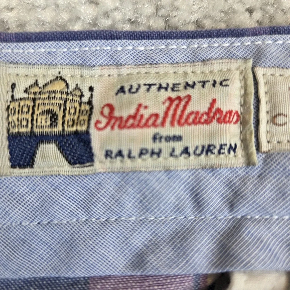 Ralph Lauren Authentic India Madras Plaid Shorts Men's 46B (44B) Linen Blend